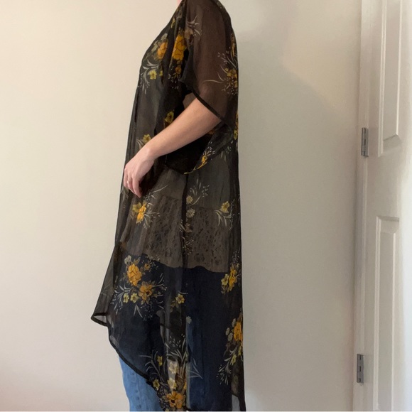 Band of gypsies black flowered boho duster - Picture 4 of 12